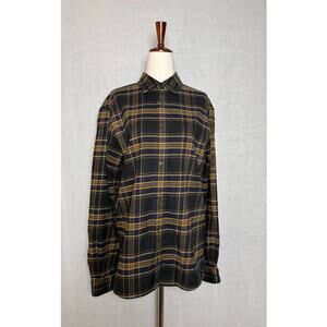 Kestin Dirleton Japanese Brushed Flannel Plaid Shirt Navy Saffron Check 
Small